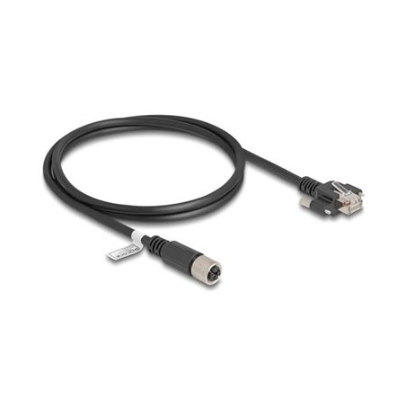 Delock - Sítový kabel - 8kolíkový M12 (F) do RJ-45 (M) šroubovací - 1 m - 6.8 mm - S/FTP - CAT 6a - bootovaný, X-kódovaný