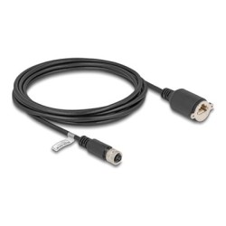 Delock - Sítový kabel - 4 piny M12-D (F) do RJ-45 (F) šroubovací - 3 m - 6.8 mm - FTP - CAT 5e - lisovaný, licna - cerná