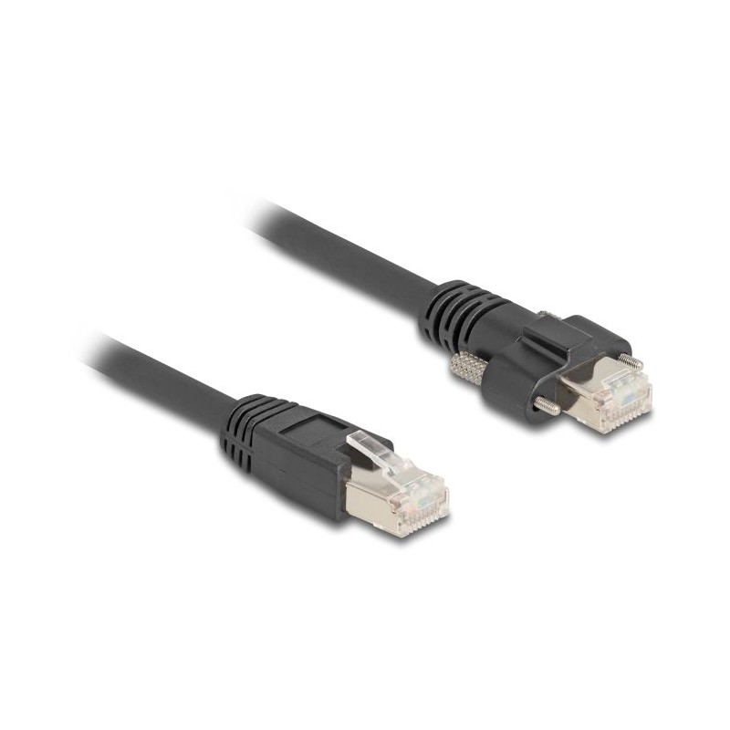 Delock - Sítový kabel - RJ-45 (M) do RJ-45 (M) šroubovací - 1 m - 6.5 mm - S/FTP - CAT 6a - podpora Gigabit Ethernet - cerná
