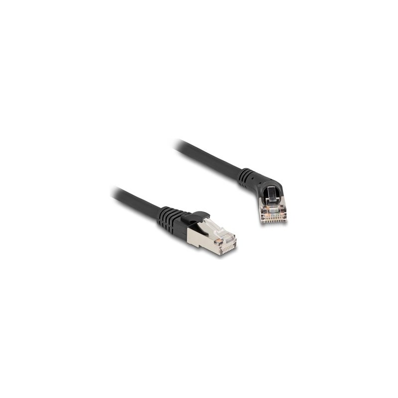 Delock - Patch kabel - RJ-45 (M) pravouhlý do RJ-45 (M) rovné - 1 m - 6 mm - S/FTP - CAT 6a - bootovaný, neobsahuje halogen