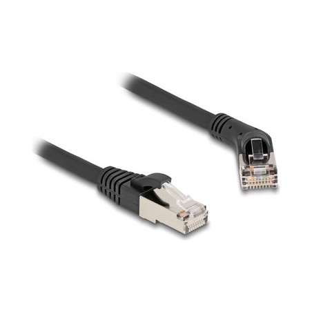 Delock - Patch kabel - RJ-45 (M) pravouhlý do RJ-45 (M) rovné - 1 m - 6 mm - S/FTP - CAT 6a - bootovaný, neobsahuje halogen