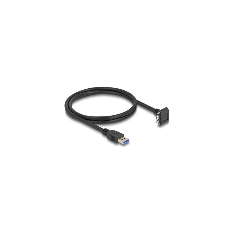 Delock - Kabel USB - USB typ A (M) dolu zahnutý do Micro-USB Type B (M) zahnutý nahoru - USB 3.2 Gen 1 - 1 m - krídlové šrouby