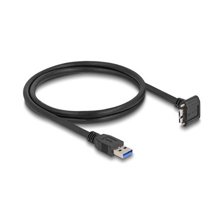 Delock - Kabel USB - USB typ A (M) dolu zahnutý do Micro-USB Type B (M) zahnutý nahoru - USB 3.2 Gen 1 - 1 m - krídlové šrouby