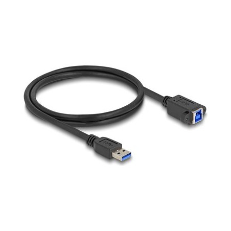 Delock - Kabel USB - USB typ A (M) do USB Type B (F) šroubovací - USB 3.0 - 1 m - up to 5 Gbps data transfer rate - cerná