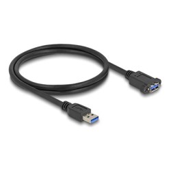 Delock - Prodlužovací šnura USB - USB typ A (M) do USB typ A (F) montáž na panel - 1 m - up to 5 Gbps data transfer rate - cerná