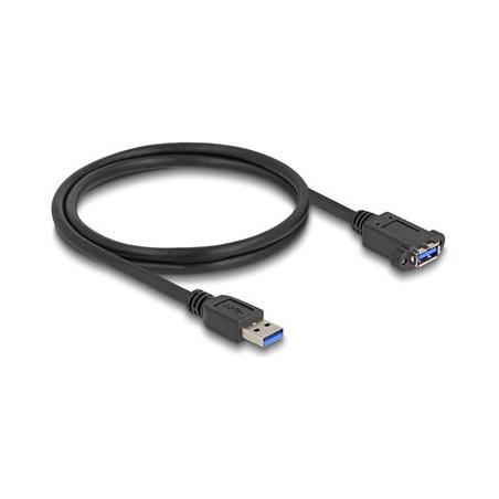 Delock - Prodlužovací šnura USB - USB typ A (M) do USB typ A (F) montáž na panel - 1 m - up to 5 Gbps data transfer rate - cerná