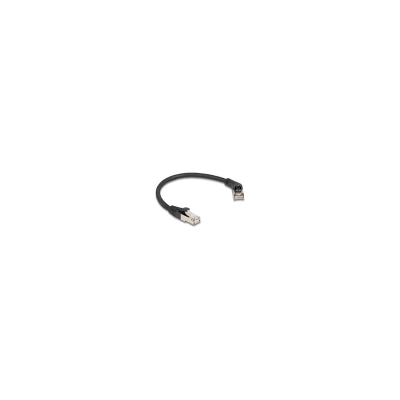 Delock - Patch kabel - RJ-45 (M) pravouhlý do RJ-45 (M) rovné - 25 cm - 6 mm - S/FTP - CAT 6a - neobsahuje halogen, provedení