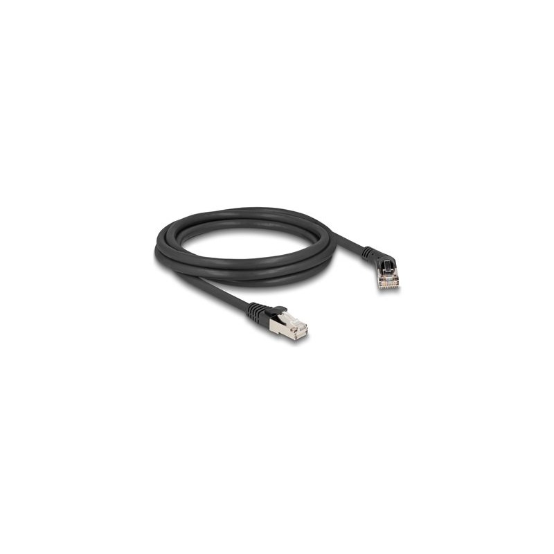 Delock - Patch kabel - RJ-45 (M) pravouhlý do RJ-45 (M) rovné - 2 m - 6 mm - S/FTP - CAT 6a - neobsahuje halogen, lisovaný