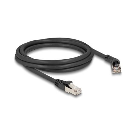 Delock - Patch kabel - RJ-45 (M) pravouhlý do RJ-45 (M) rovné - 2 m - 6 mm - S/FTP - CAT 6a - neobsahuje halogen, lisovaný
