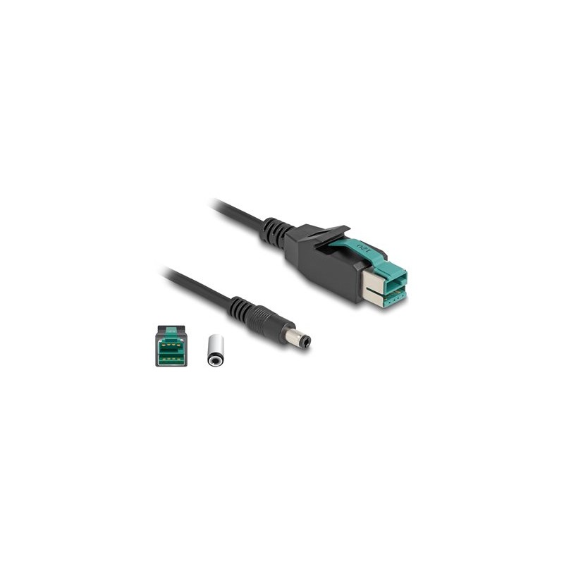 Delock - Kabel PoweredUSB - USB PlusPower (12 V) (M) do DC jack 5,5 x 2,5 mm (M) - 12 V - 1 m - cerná