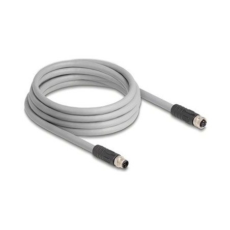 Delock - Kabel senzoru - 5 pin M12 (M) do 5 pin M12 (F) - 63 V - 16 A - 3 m - bez silikonu, L-kódovaný - šedá
