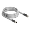 Delock - Kabel senzoru - 5 pin M12 (M) do 5 pin M12 (F) - 63 V - 16 A - 3 m - bez silikonu, L-kódovaný - šedá
