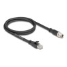 Delock - Sítový kabel - 8 pin M12-X (F) do RJ-45 (F) - 1 m - 6.8 mm - S/FTP - CAT 5e - cerná