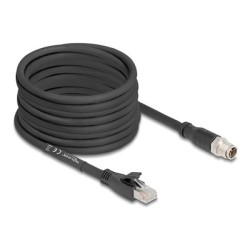 Delock - Sítový kabel - 8 pin M12-X (M) do RJ-45 (M) - 10 m - 6.8 mm - S/FTP - CAT 5e - provedení bez hrbolku, X-kódovaný