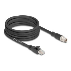 Delock - Sítový kabel - 8 pin M12-X (M) do RJ-45 (M) - 5 m - 6.8 mm - S/FTP - CAT 5e - X-kódovaný, flexibilní - cerná