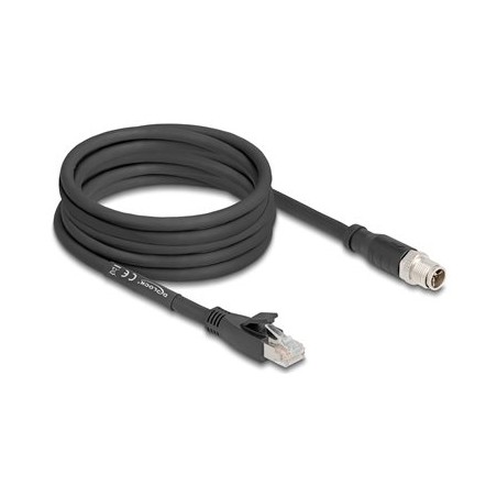 Delock - Sítový kabel - 8 pin M12-X (M) do RJ-45 (M) - 5 m - 6.8 mm - S/FTP - CAT 5e - X-kódovaný, flexibilní - cerná