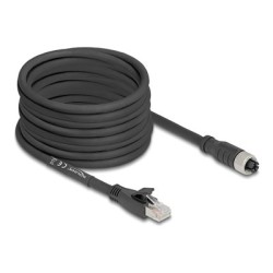 Delock - Sítový kabel - 8 pin M12-X (F) do RJ-45 (M) - 10 m - 6.8 mm - S/FTP - CAT 5e - X-kódovaný, flexibilní - cerná