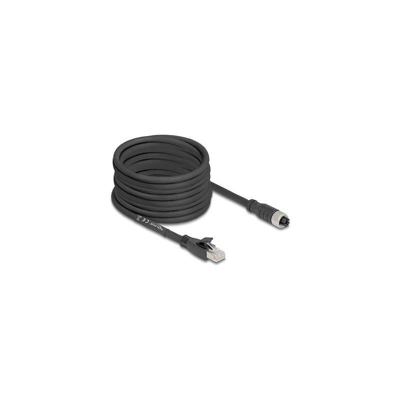 Delock - Sítový kabel - 8 pin M12-X (F) do RJ-45 (M) - 10 m - 6.8 mm - S/FTP - CAT 5e - X-kódovaný, flexibilní - cerná