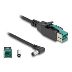 Delock - Kabel PoweredUSB - USB PlusPower (12 V) (M) do DC jack 5,5 x 2,5 mm (M) úhlový - 12 V - 1 m - cerná