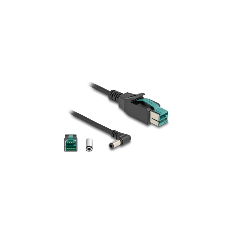Delock - Kabel PoweredUSB - USB PlusPower (12 V) (M) do DC jack 5,5 x 2,5 mm (M) úhlový - 12 V - 1 m - cerná