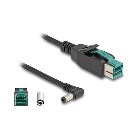Delock - Kabel PoweredUSB - USB PlusPower (12 V) (M) do DC jack 5,5 x 2,5 mm (M) úhlový - 12 V - 1 m - cerná
