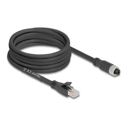 Delock - Sítový kabel - 8 pin M12-X (F) do RJ-45 (M) - 5 m - 6.8 mm - S/FTP - CAT 5e - X-kódovaný, flexibilní - cerná