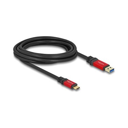 Delock - USB kabel - USB typ A (M) do 24 pin USB-C (M) - USB 3.2 - 3 m - rychlost prenosu dat až 10 Gbps - cerná, cervená