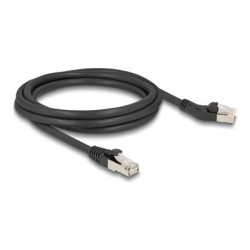 Delock - Patch kabel - RJ-45 (M) vlevo do RJ-45 (M) rovné - 2 m - 6 mm - S/FTP - CAT 6a - neobsahuje halogen, provedení bez