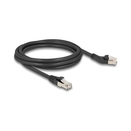 Delock - Patch kabel - RJ-45 (M) vlevo do RJ-45 (M) rovné - 2 m - 6 mm - S/FTP - CAT 6a - neobsahuje halogen, provedení bez