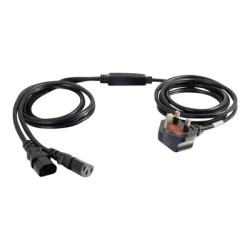 C2G Power Cord Splitter - Separátor k napájení - BS 1363 (M) do power IEC 60320 C13 - AC 250 V - 3 m - lisovaný - černá - Velká
