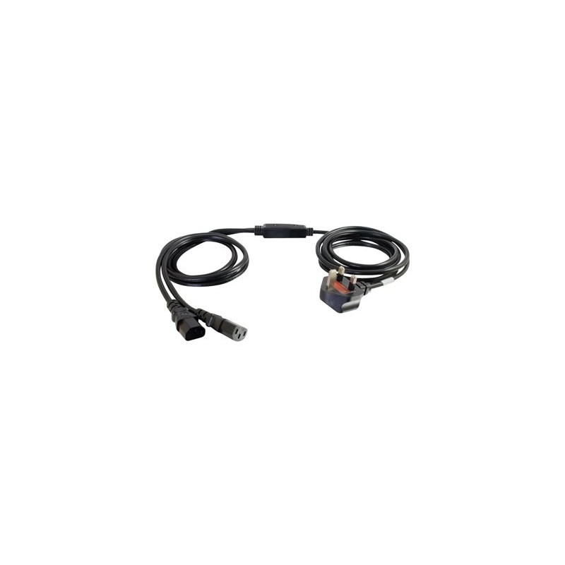 C2G Power Cord Splitter - Separátor k napájení - BS 1363 (M) do power IEC 60320 C13 - AC 250 V - 3 m - lisovaný - černá - Velká