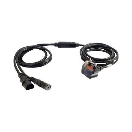 C2G Power Cord Splitter - Separátor k napájení - BS 1363 (M) do power IEC 60320 C13 - AC 250 V - 3 m - lisovaný - černá - Velká