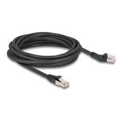 Delock - Patch kabel - RJ-45 (M) vlevo do RJ-45 (M) rovné - 5 m - 6 mm - S/FTP - CAT 6a - neobsahuje halogen, provedení bez