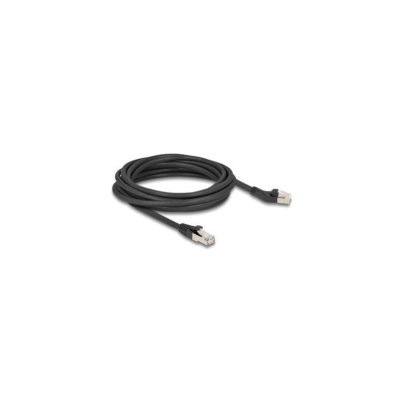 Delock - Patch kabel - RJ-45 (M) vlevo do RJ-45 (M) rovné - 5 m - 6 mm - S/FTP - CAT 6a - neobsahuje halogen, provedení bez