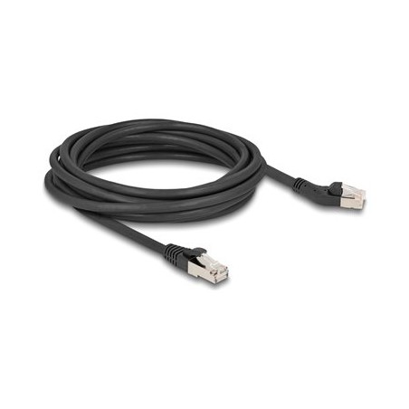 Delock - Patch kabel - RJ-45 (M) vlevo do RJ-45 (M) rovné - 5 m - 6 mm - S/FTP - CAT 6a - neobsahuje halogen, provedení bez