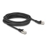 Delock - Patch kabel - RJ-45 (M) vlevo do RJ-45 (M) rovné - 5 m - 6 mm - S/FTP - CAT 6a - neobsahuje halogen, provedení bez