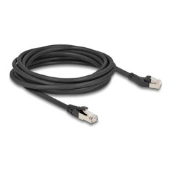 Delock - Patch kabel - RJ-45 (M) vlevo do RJ-45 (M) rovné - 5 m - 6 mm - S/FTP - CAT 8.1 - neobsahuje halogen, 40 Gigabit