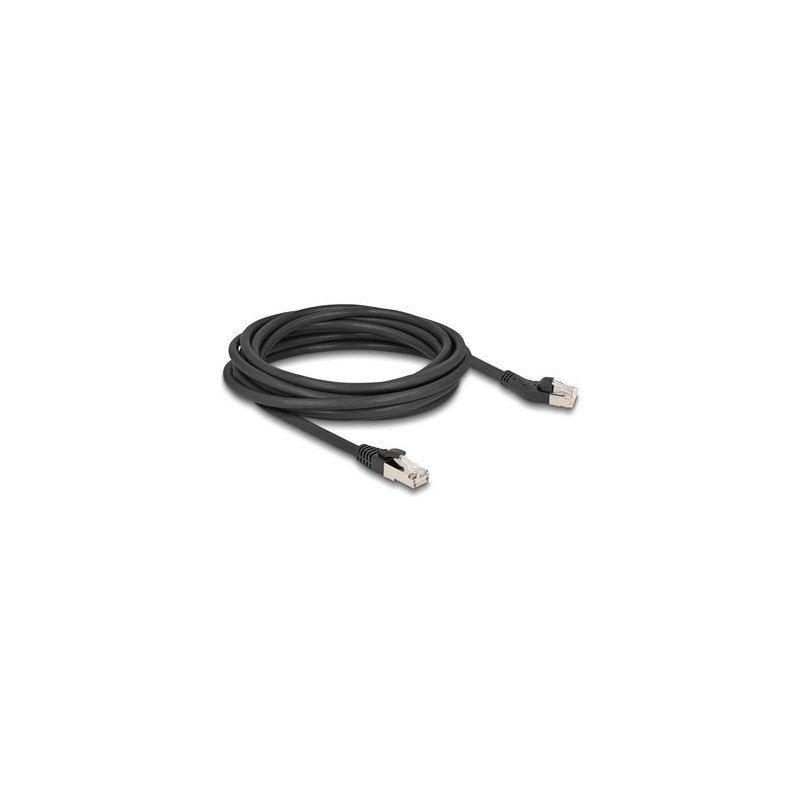 Delock - Patch kabel - RJ-45 (M) vlevo do RJ-45 (M) rovné - 5 m - 6 mm - S/FTP - CAT 8.1 - neobsahuje halogen, 40 Gigabit
