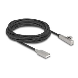 Delock - USB kabel - USB (M) do 24 pin USB-C (M) úhlový - USB 2.0 - 20 V - 3 A - 3 m - Rychlé nabíjení - cerná/stríbrná