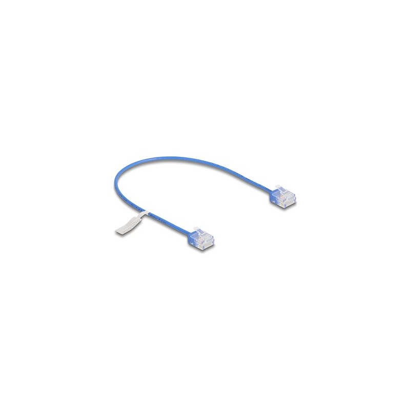 Delock - Patch kabel - RJ-45 (M) krátký do RJ-45 (M) krátký - 30 cm - 2.6 mm - UTP - CAT 6 - ultra-tenký - modrá