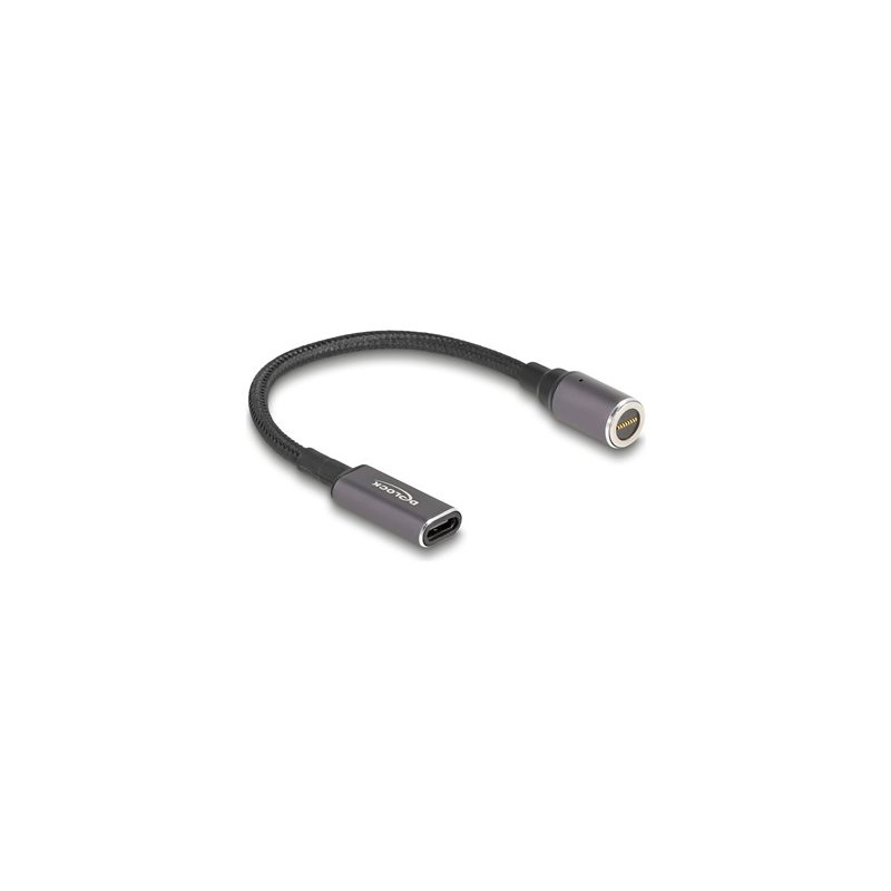 Delock - Elektrický kabel - 24 pin USB-C (F) do 8pinový konektor magnetický - 20 V - 3 A - 15 cm - cerná, antracit