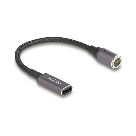 Delock - Elektrický kabel - 24 pin USB-C (F) do 8pinový konektor magnetický - 20 V - 3 A - 15 cm - cerná, antracit