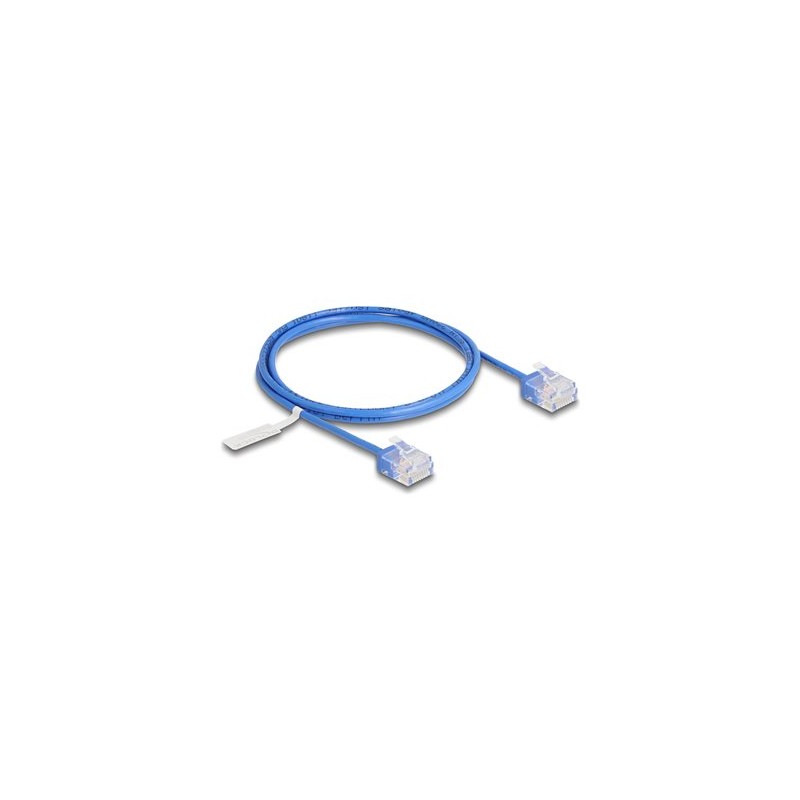 Delock - Patch kabel - RJ-45 (M) krátký do RJ-45 (M) krátký - 1 m - 2.6 mm - UTP - CAT 6 - lisovaný, ultra-tenký - modrá
