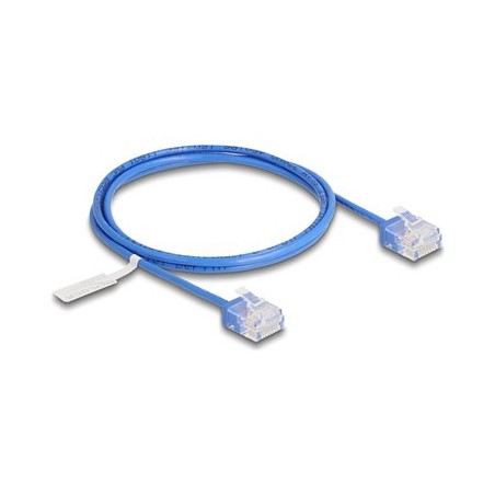 Delock - Patch kabel - RJ-45 (M) krátký do RJ-45 (M) krátký - 1 m - 2.6 mm - UTP - CAT 6 - lisovaný, ultra-tenký - modrá