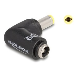 Delock - Adaptér napájení - DC jack 5,5 x 2,5 mm (M) do DC jack 5,5 x 2,5 mm (F) pravoúhlý - 20 V - 5 A - cerná