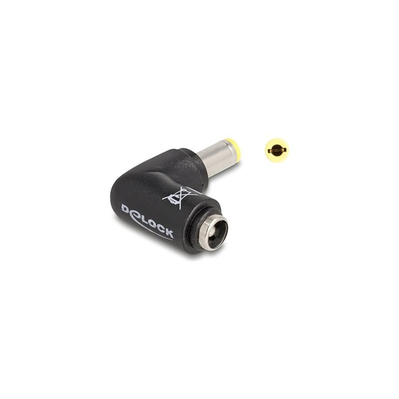 Delock - Adaptér napájení - DC jack 5,5 x 2,5 mm (M) do DC jack 5,5 x 2,5 mm (F) pravoúhlý - 20 V - 5 A - cerná