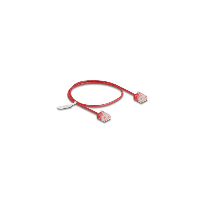Delock - Patch kabel - RJ-45 (M) krátký do RJ-45 (M) krátký - 50 cm - 2.6 mm - UTP - CAT 6 - lisovaný, ultra-tenký - cervená