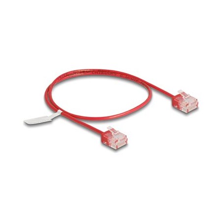 Delock - Patch kabel - RJ-45 (M) krátký do RJ-45 (M) krátký - 50 cm - 2.6 mm - UTP - CAT 6 - lisovaný, ultra-tenký - cervená
