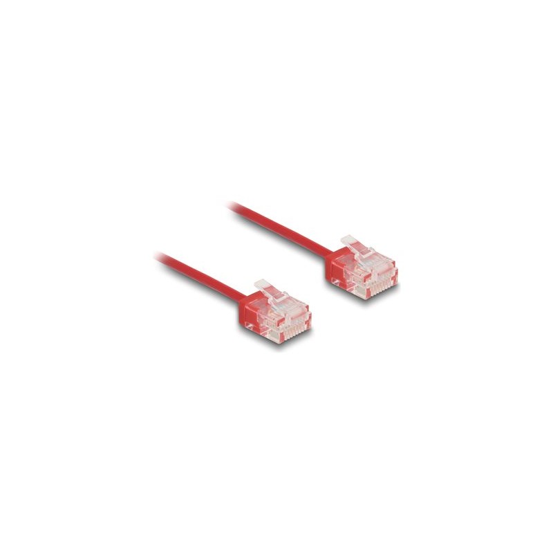Delock - Patch kabel - RJ-45 (M) do RJ-45 (M) - 30 cm - 2.6 mm - UTP - CAT 6 - lisovaný, ultra-tenký - cervená