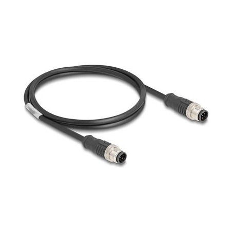 Delock - Sítový kabel - 8pinový M12-A (M) do 8pinový M12-A (M) - 1 m - 6 mm - S/FTP - CAT 5e - cerná